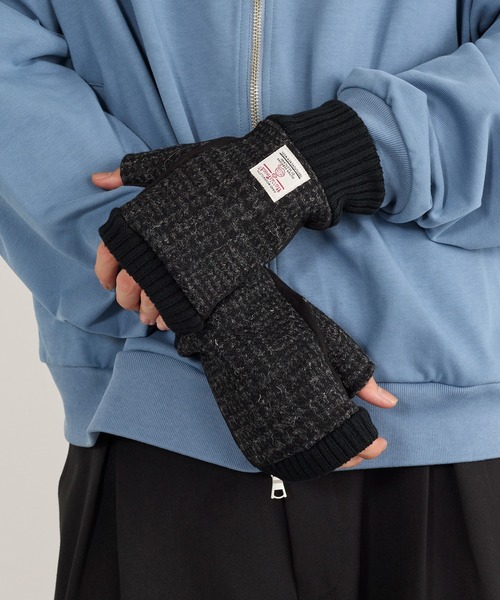 HARRIS TWEED(ハリスツイード)の「【SETUP7】HARRIS フィンガーレスグローブ メンズ手袋 WINGI(手袋・メンズ・チャコールグレー/ネイビー/グレー系1/ネイビー系1/マルチ/グレー系その他2/ブラック系1/レッド系その他・FREE)」の2枚目の写真