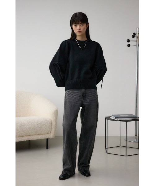 AZUL by moussy(アズールバイマウジー)の「袖リボンデザインニット(ニット/セーター・レディース・グレー系その他4/アイボリー/ブラック/レッド・FREE)」の7枚目の写真