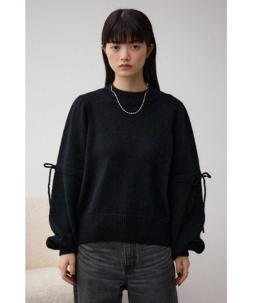 AZUL by moussy(アズールバイマウジー)の「袖リボンデザインニット(ニット/セーター・レディース・グレー系その他4/アイボリー/ブラック/レッド・FREE)」の8枚目の写真