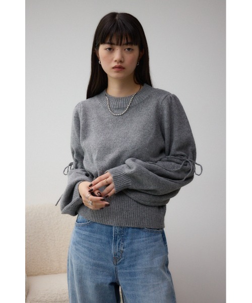 AZUL by moussy(アズールバイマウジー)の「袖リボンデザインニット(ニット/セーター・レディース・グレー系その他4/アイボリー/ブラック/レッド・FREE)」の18枚目の写真