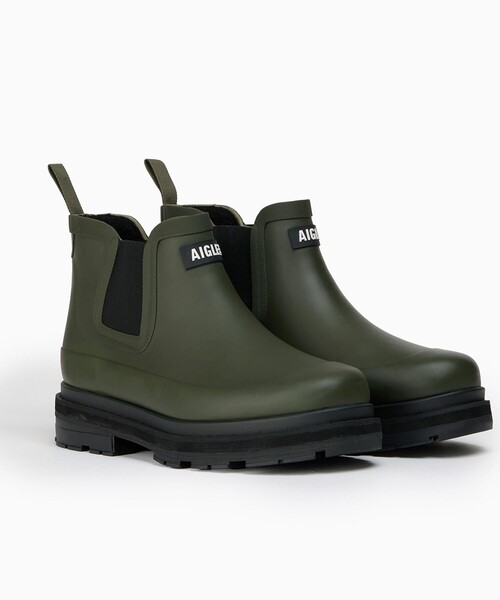 セール】防水 厚底 ソフトレイン ファー サイドゴアラバーブーツ