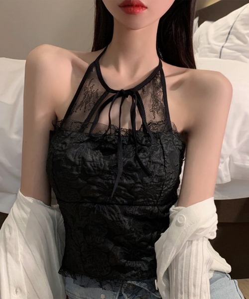 Lace Ladies(レースレディース)の「フリル レース バック シャーリング カップイン キャミソール(キャミソール・レディース・ブラック/ホワイト・FREE)」の22枚目の写真