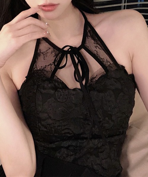 Lace Ladies(レースレディース)の「フリル レース バック シャーリング カップイン キャミソール(キャミソール・レディース・ブラック/ホワイト・FREE)」の17枚目の写真