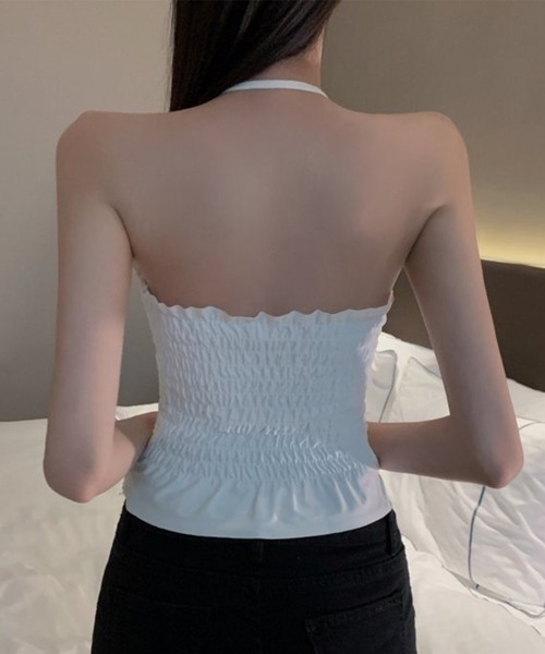 Lace Ladies(レースレディース)の「フリル レース バック シャーリング カップイン キャミソール(キャミソール・レディース・ブラック/ホワイト・FREE)」の15枚目の写真