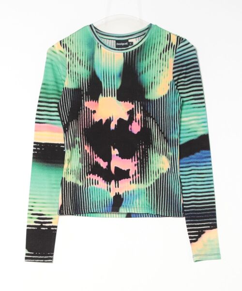 Desigual(デシグアル)の「TSBOLA オーロラウェーブ ロングスリーブトップ(Tシャツ/カットソー・レディース・グリーン・L/S/XL/M/XS)」の2枚目の写真