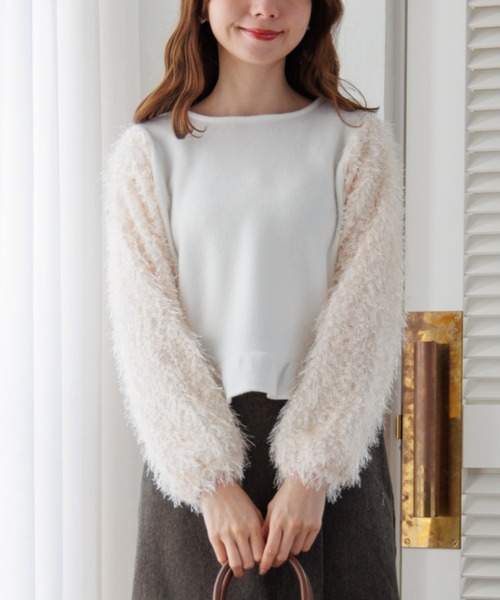 flower（フラワー）の「バブルスノートップ（ニット/セーター・レディース・グレー/ホワイト・FREE）」の2枚目の写真