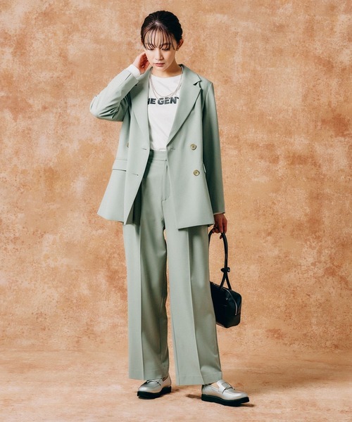 GLOBAL WORK(グローバルワーク)の「ウツクシルエットワイドパンツ/133599(その他パンツ・レディース・ミント/ネイビー/ブラック/モカ/グレイッシュベージュ/アイボリー・MEDIUM/X-SMALL/LARGE/SMALL/XX-LARGE/X-LARGE)」の9枚目の写真