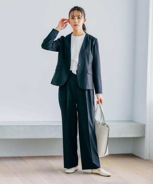 GLOBAL WORK(グローバルワーク)の「ウツクシルエットワイドパンツ/133599(その他パンツ・レディース・ミント/ネイビー/ブラック/モカ/グレイッシュベージュ/アイボリー・MEDIUM/X-SMALL/LARGE/SMALL/XX-LARGE/X-LARGE)」の13枚目の写真