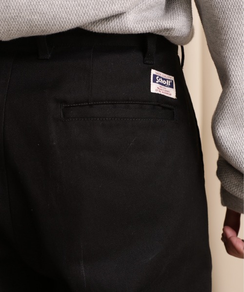 schott（ショット）の「Schott/ショット/TC DOUBLE PLEATED WIDE PANTS/ティーシー 2タック ワイドパンツ（チノパンツ・メンズ・ブラック/カーキ/グレー/キナリ・S/M/L/XL）」の9枚目の写真