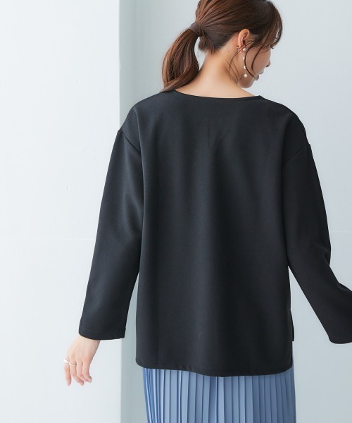 nissen（ニッセン）の「きれいめカットツイル素材スキッパートップス（毛玉・静電気防止）【セットアップ可能】＜大きいサイズ有＞（Tシャツ/カットソー・レディース・ブラック/チャコールグレー/ラベンダー/オフホワイト・L/M/3L/S/LL）」の18枚目の写真