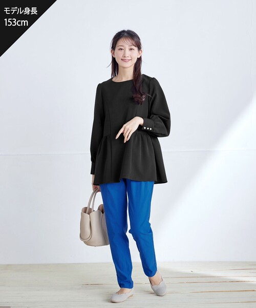 Tiaclasse(ティアクラッセ)の「パフスリーブペプラムチュニックブラウス(シャツ/ブラウス・レディース・ネイビー/グレイッシュベージュ/ブラック・L/M/S)」の20枚目の写真