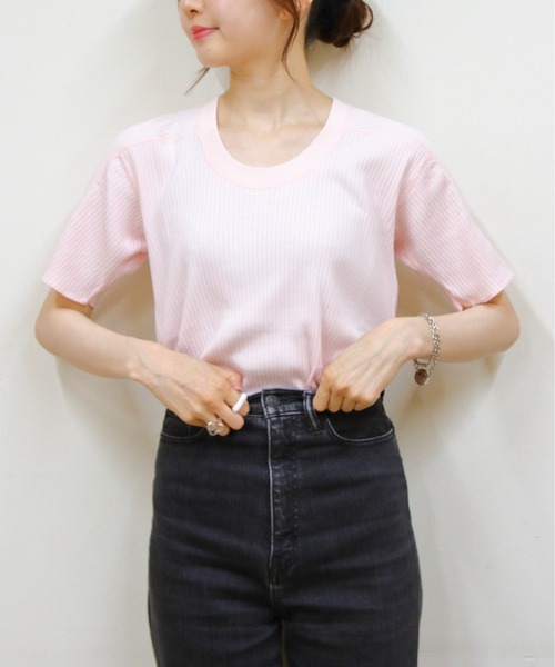 tシャツ MEYAME/メヤメ　オブロングネックショートスリーブ　OBLONG NECK SHORT SLEEVE レディース セール】MEYAME/メヤメ オブロングネックショートスリーブ