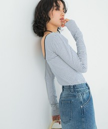 URBAN RESEARCH ROSSO WOMEN | GREEN BUTTER　Two-way Stripe Patch T-shirts(Tシャツ/カットソー)