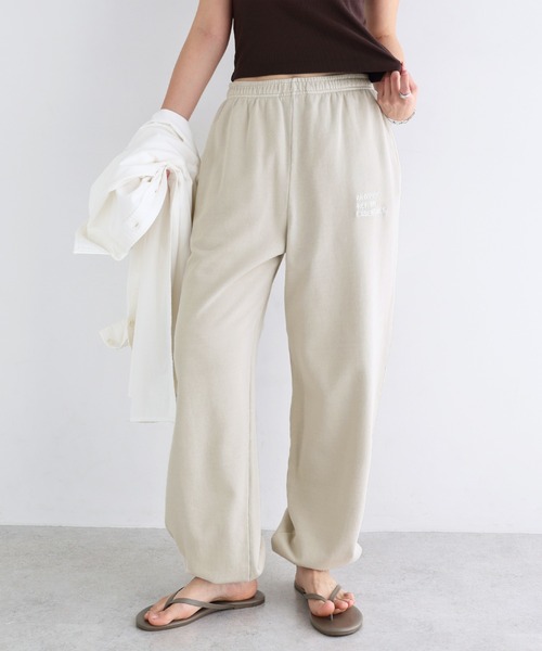 ANME（アンメ）の「ピグメント加工ANMEエンブロイダリーロゴスウェットパンツ（スウェットパンツ・レディース・ネイビー/ベージュ/ブラック・XL/XXL/M/L）」の8枚目の写真