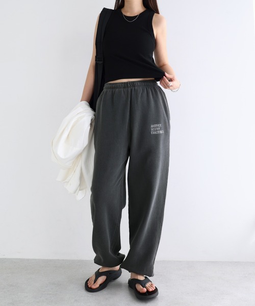 ANME（アンメ）の「ピグメント加工ANMEエンブロイダリーロゴスウェットパンツ（スウェットパンツ・レディース・ネイビー/ベージュ/ブラック・XL/XXL/M/L）」の17枚目の写真