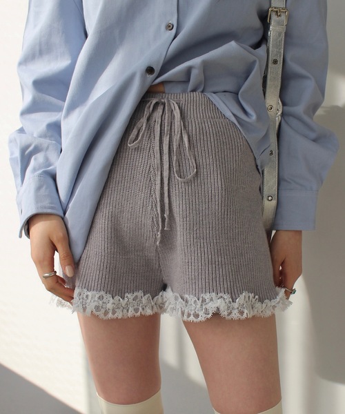 【SANDRO】サンドロウール混フェルト ショートパンツ 送料関税込 小さいサイズ 綿混ドルマンショート丈ニット 低身長さん・小柄