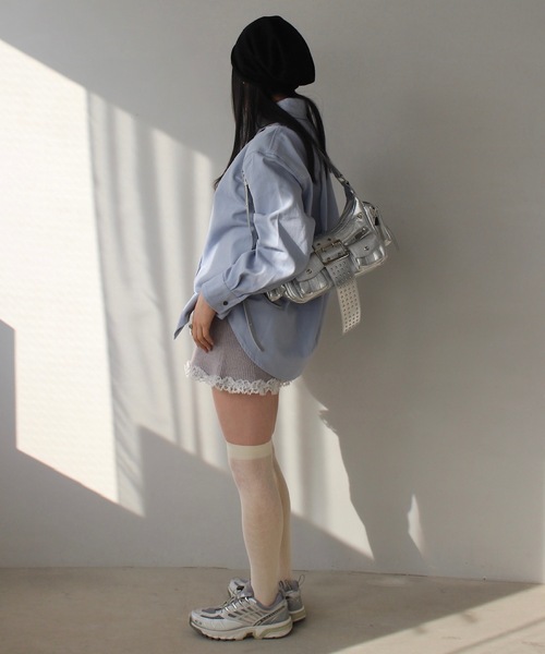SANSeLF(サンセルフ)の「【SANSeLF】ヘムレースニット ショートパンツ sanw25s009(その他パンツ・レディース・グレー/ブラック・FREE)」の13枚目の写真