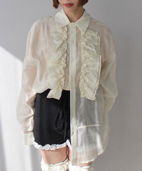 SANSeLF(サンセルフ)の「【SANSeLF】ヘムレースニット ショートパンツ sanw25s009(その他パンツ・レディース・グレー/ブラック・FREE)」の4枚目の写真
