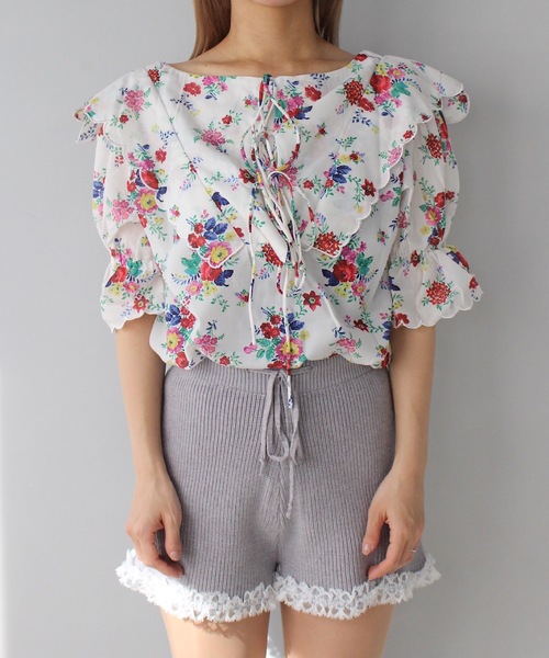 SANSeLF(サンセルフ)の「【SANSeLF】ヘムレースニット ショートパンツ sanw25s009(その他パンツ・レディース・グレー/ブラック・FREE)」の12枚目の写真