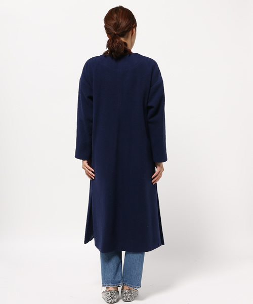 ESTNATION（エストネーション）の「ESTNATION ノーカラーマキシコート（ノーカラージャケット・レディース・ライトグレー/ネイビー・38/36）」の5枚目の写真