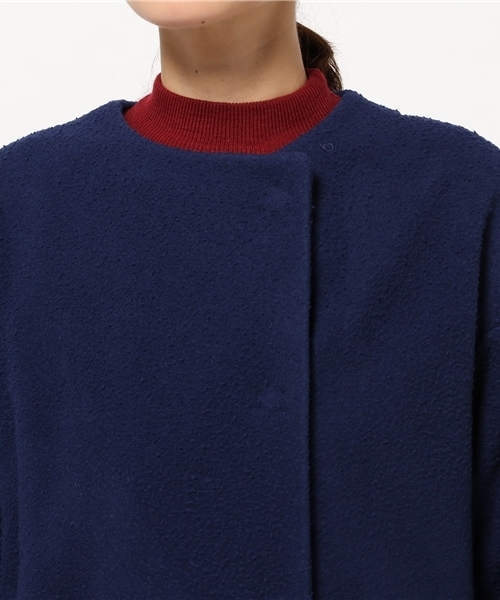 ESTNATION（エストネーション）の「ESTNATION ノーカラーマキシコート（ノーカラージャケット・レディース・ライトグレー/ネイビー・38/36）」の6枚目の写真