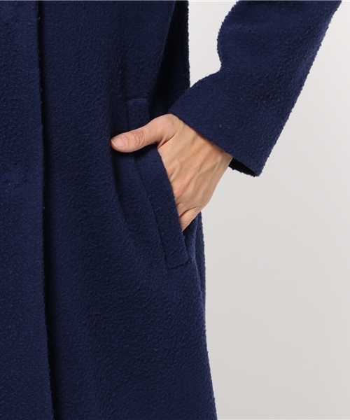 ESTNATION（エストネーション）の「ESTNATION ノーカラーマキシコート（ノーカラージャケット・レディース・ライトグレー/ネイビー・38/36）」の8枚目の写真