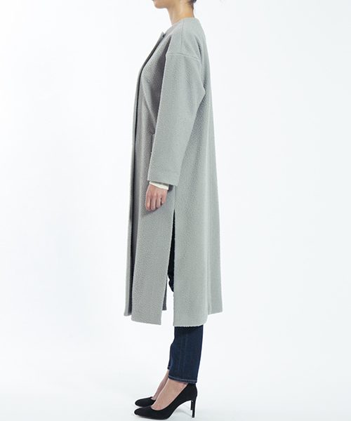 ESTNATION（エストネーション）の「ESTNATION ノーカラーマキシコート（ノーカラージャケット・レディース・ライトグレー/ネイビー・38/36）」の14枚目の写真