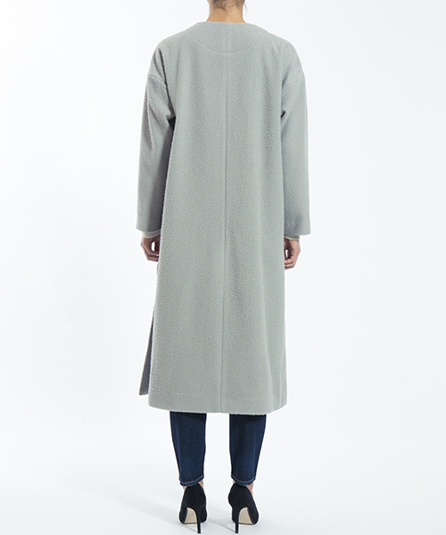 ESTNATION（エストネーション）の「ESTNATION ノーカラーマキシコート（ノーカラージャケット・レディース・ライトグレー/ネイビー・38/36）」の17枚目の写真