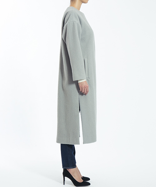 ESTNATION（エストネーション）の「ESTNATION ノーカラーマキシコート（ノーカラージャケット・レディース・ライトグレー/ネイビー・38/36）」の16枚目の写真