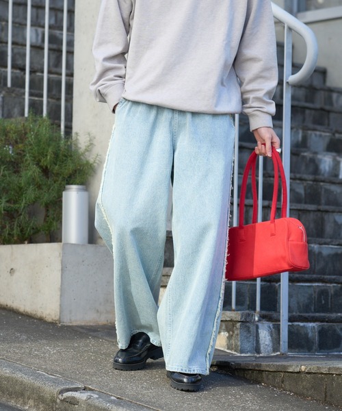 SOUNDSGOOOOD(サウンズグッド)の「【SOUNDS GOOOOD】デニムフリンジワイドパンツ(デニムパンツ・レディース・グレー/サックスブルー/オレンジ・ONE SIZE)」の14枚目の写真