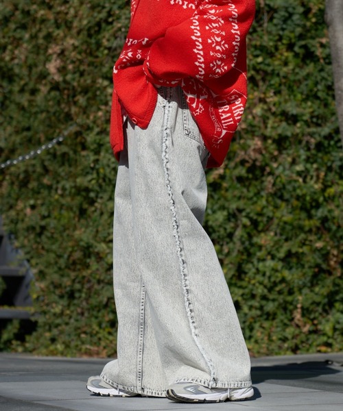 SOUNDSGOOOOD(サウンズグッド)の「【SOUNDS GOOOOD】デニムフリンジワイドパンツ(デニムパンツ・レディース・グレー/サックスブルー/オレンジ・ONE SIZE)」の7枚目の写真