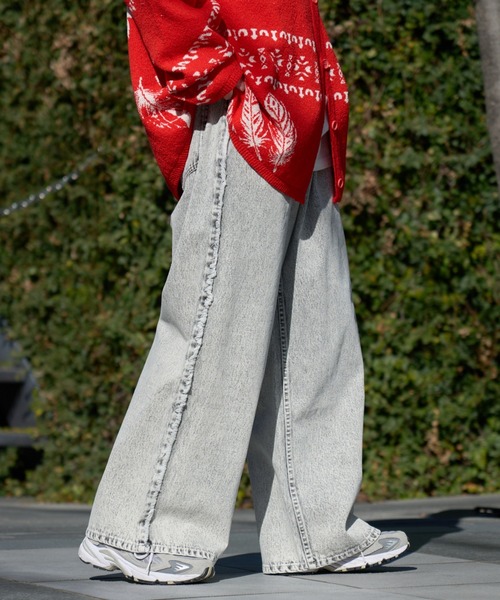 SOUNDSGOOOOD(サウンズグッド)の「【SOUNDS GOOOOD】デニムフリンジワイドパンツ(デニムパンツ・レディース・グレー/サックスブルー/オレンジ・ONE SIZE)」の9枚目の写真