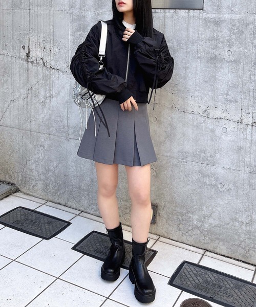 INGNI（イング）の「袖リボン付MA-1（MA-1・レディース・ピンク/ブラック/アイボリー・M）」の10枚目の写真