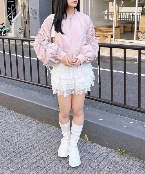 INGNI（イング）の「袖リボン付MA-1（MA-1・レディース・ピンク/ブラック/アイボリー・M）」の13枚目の写真