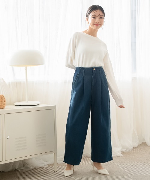 Petitjo(プッチージョ)の「小さいサイズ 綿混ドルマンショート丈ニット 低身長さん・小柄女性(ニット/セーター・レディース・ネイビー/ホワイト・M-L/XS-S)」の8枚目の写真