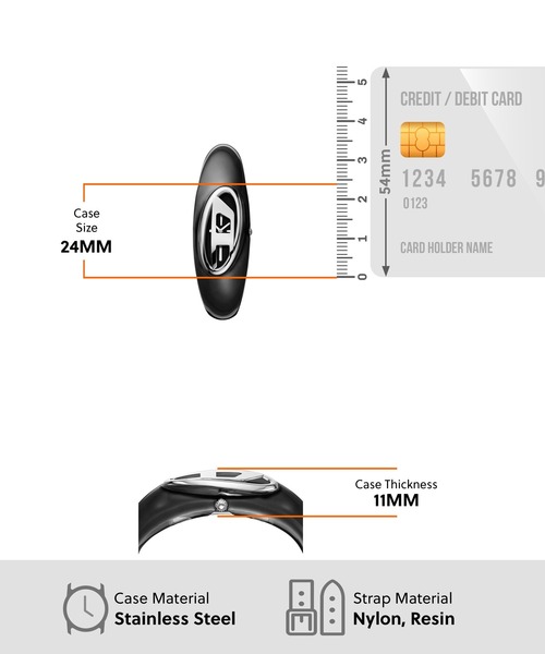 DIESEL(ディーゼル)の「ディーゼル 腕時計 レディース アナログ ナイロン, レジン DZ5619(アナログ腕時計・レディース・ブラック・FREE)」の7枚目の写真