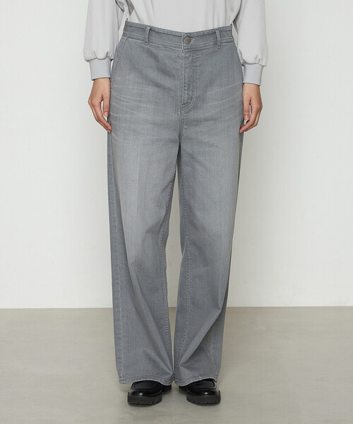 K.T KIYOKO TAKASE（キヨコタカセ）の「10オンス リングオールドストレッチ センタープレスデニム（デニムパンツ・レディース・ワンウォッシュ/ライトグレー/ライトインディゴブルー・9号/7号/11号）」の4枚目の写真