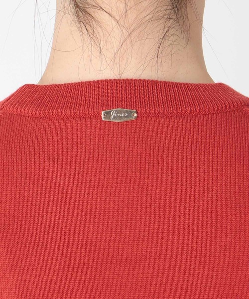 Jines（ジネス）の「ジャガードロゴクルーネックニット（ニット/セーター・レディース・ホワイト/ネイビー/グリーン/レンガ・38）」の12枚目の写真