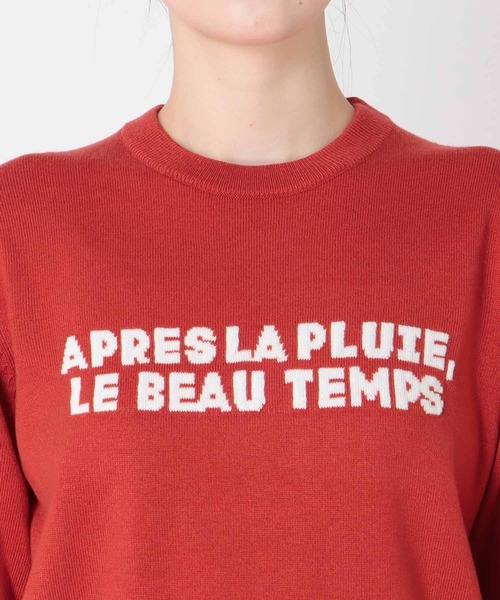 Jines（ジネス）の「ジャガードロゴクルーネックニット（ニット/セーター・レディース・ホワイト/ネイビー/グリーン/レンガ・38）」の9枚目の写真