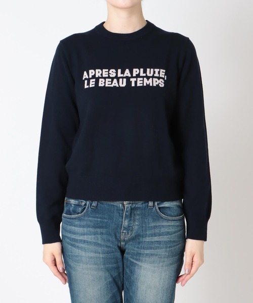 Jines（ジネス）の「ジャガードロゴクルーネックニット（ニット/セーター・レディース・ホワイト/ネイビー/グリーン/レンガ・38）」の19枚目の写真