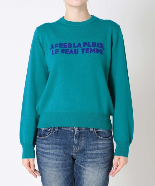 Jines（ジネス）の「ジャガードロゴクルーネックニット（ニット/セーター・レディース・ホワイト/ネイビー/グリーン/レンガ・38）」の17枚目の写真