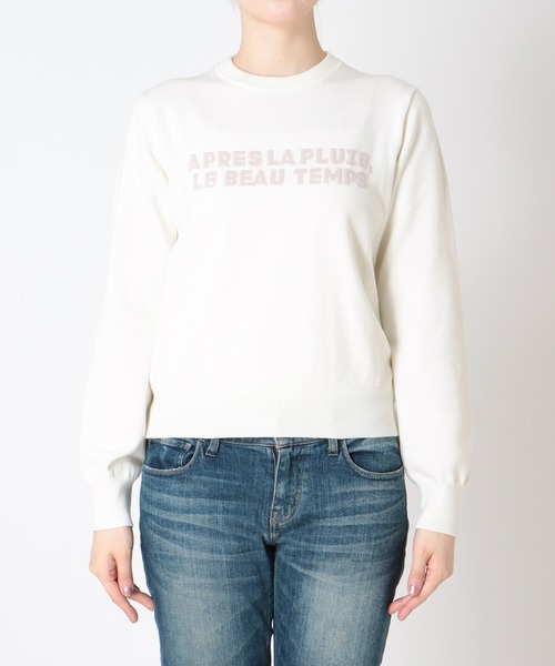 Jines（ジネス）の「ジャガードロゴクルーネックニット（ニット/セーター・レディース・ホワイト/ネイビー/グリーン/レンガ・38）」の15枚目の写真