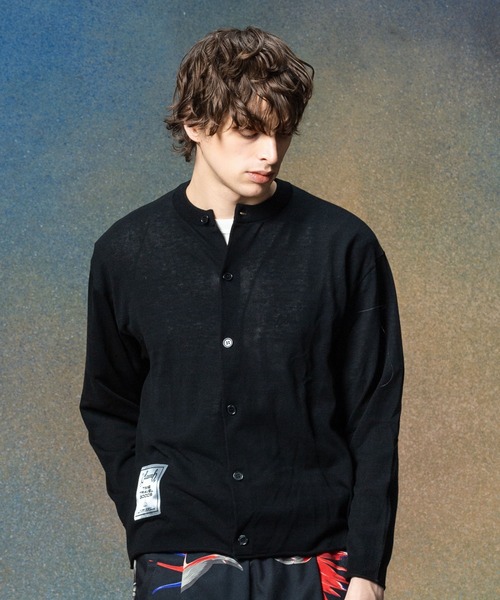 glamb(グラム)の「Round Neck Cardigan / ラウンドネックカーディガン(カーディガン/ボレロ・メンズ・ブラック/レッド・M/L)」の1枚目の写真