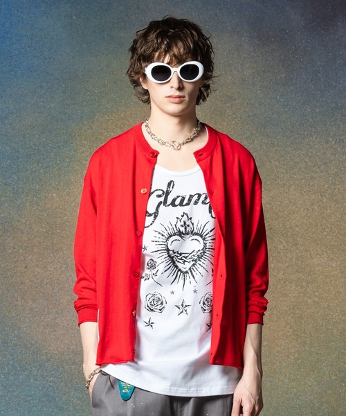 glamb(グラム)の「Round Neck Cardigan / ラウンドネックカーディガン(カーディガン/ボレロ・メンズ・ブラック/レッド・M/L)」の8枚目の写真