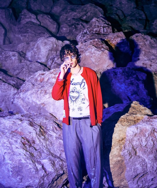 glamb(グラム)の「Round Neck Cardigan / ラウンドネックカーディガン(カーディガン/ボレロ・メンズ・ブラック/レッド・M/L)」の10枚目の写真