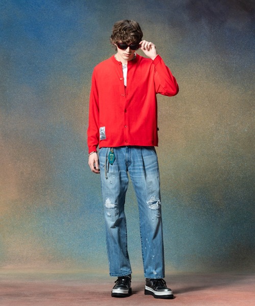 glamb(グラム)の「Round Neck Cardigan / ラウンドネックカーディガン(カーディガン/ボレロ・メンズ・ブラック/レッド・M/L)」の6枚目の写真