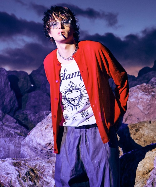 glamb(グラム)の「Round Neck Cardigan / ラウンドネックカーディガン(カーディガン/ボレロ・メンズ・ブラック/レッド・M/L)」の18枚目の写真