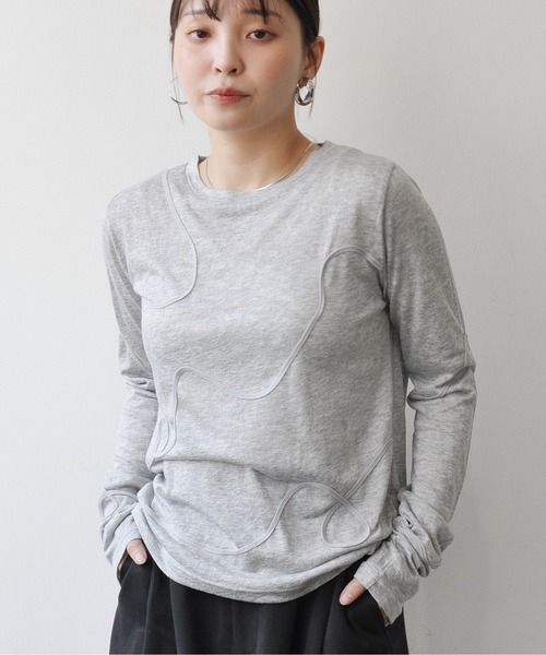 Meli rich（メリーリッチ）の「スラブカットコード刺繍プルオーバー（Tシャツ/カットソー・レディース・ブラック/グレー/オフホワイト/イエロー・FREE）」の3枚目の写真