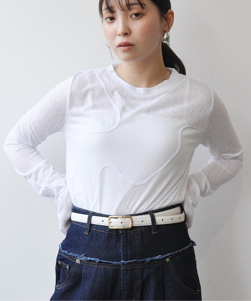 Meli rich（メリーリッチ）の「スラブカットコード刺繍プルオーバー（Tシャツ/カットソー・レディース・ブラック/グレー/オフホワイト/イエロー・FREE）」の7枚目の写真