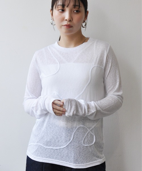 Meli rich（メリーリッチ）の「スラブカットコード刺繍プルオーバー（Tシャツ/カットソー・レディース・ブラック/グレー/オフホワイト/イエロー・FREE）」の8枚目の写真